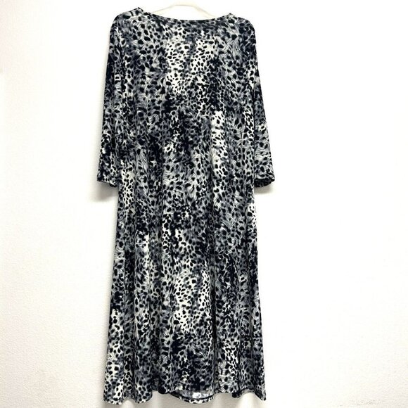 Lane Bryant V Neck Faux Wrap Leopard Midi Dress Stretch Ruffles Cinched Sz 14 16 - Picture 2 of 8